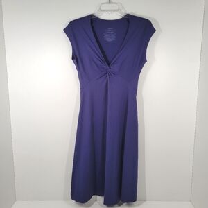Patagonia Blue Seabrook Bandha Knotted Front Vneck Shortsleeve Dress Women Sz S